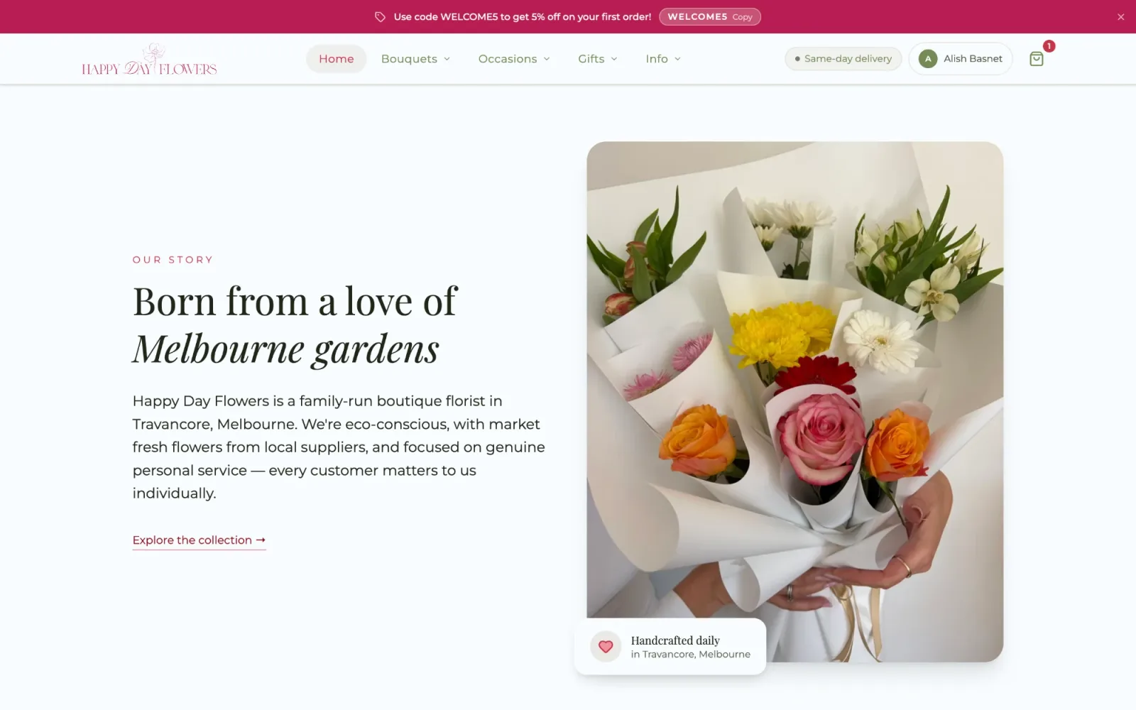 Happy Day Flowers story — a family-run boutique florist in Travancore, Melbourne